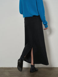Elegant Knit Straight-Line Split Maxi Skirt