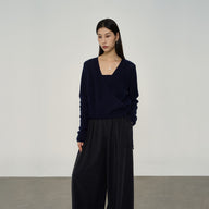 Elegant Square-Neck Cross-Tie Sweater