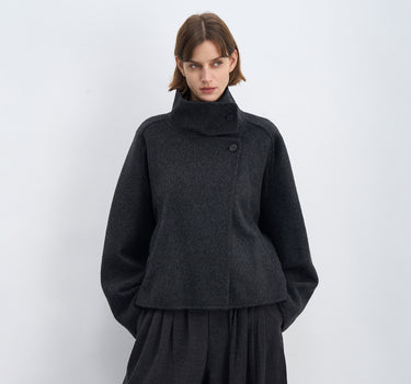 Sheepskin Stand Collar Oversized Coat