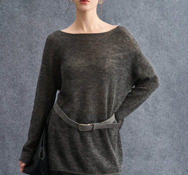 Minimalist Off-Shoulder Knit Top and Skirt