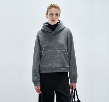 Cozy Wool-Texture Hoodie with Modern Silhouette