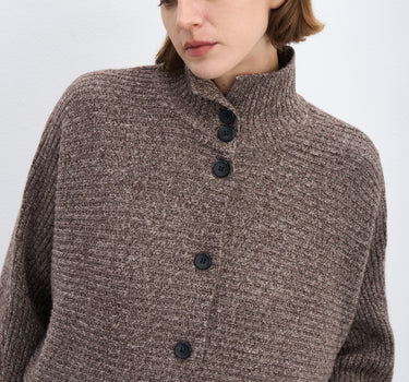 Full Wool Ribbed High-Neck Sweater
