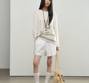 Long-Sleeve Island-Style Tunic with Animal Print