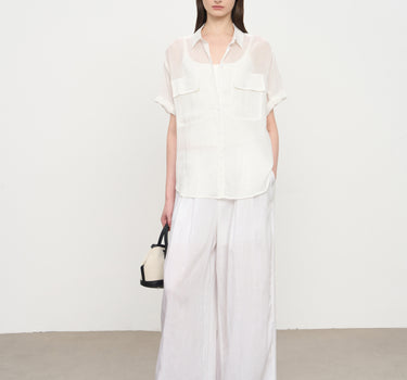 Breathable Linen Shirt with Patch Pockets