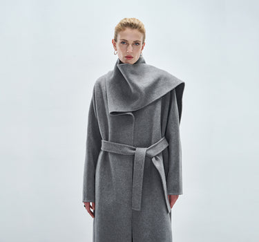 Elegant Oversized Scarf Collar Coat