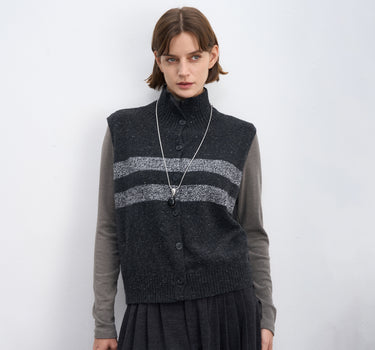 Vintage Merino Wool Striped Sweater Vest