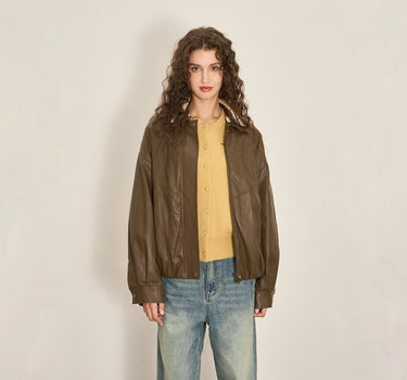 Vintage Distressed Leather-Style Jacket