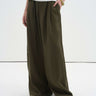 Linen Blend Textured Pleated Wide-Leg Pants