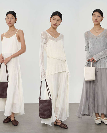 Knit Patchwork Dress with Lace-Up Sweater