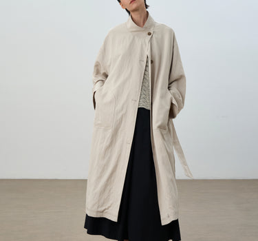 Stand-Up Collar Asymmetric Trench – Modern & Minimal