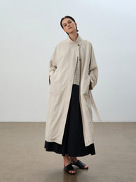 Stand-Up Collar Asymmetric Trench – Modern & Minimal
