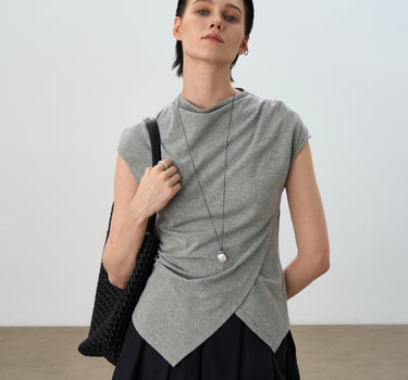 Asymmetrical Knit Sleeveless T-Shirt for Women