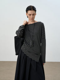 Striped Off-the-Shoulder One-Shoulder Top
