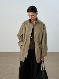 Women's mid-length stand collar jacket