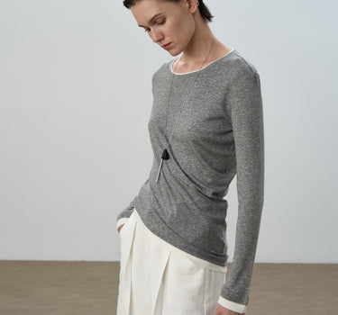 Asymmetric Hem Wool Blouse for Effortless Fall Style