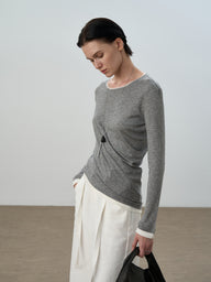 Asymmetric Hem Wool Blouse for Effortless Fall Style