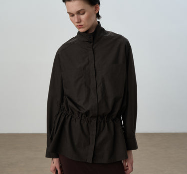 Waist-Defining Mid-Length Shirt with Drawstring