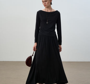 Elegant Two-Piece Outfit with Sculpted Hemline