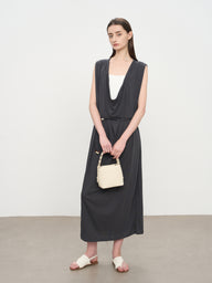 Casual V-Neck Adjustable Waist Relaxed Fit Dress