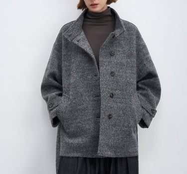 Vintage Wool Stand Collar Tweed Coat