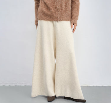 Raccoon Fleece Wide-Leg Drape Pants