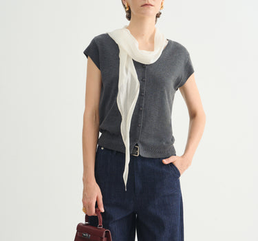 Women’s Cropped Ribbon Trim Cardigan Sweater