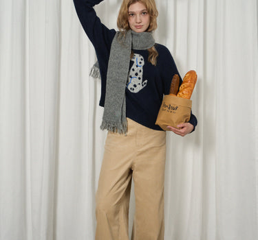 Cute Spotted Dog Graphic Knit Crewneck