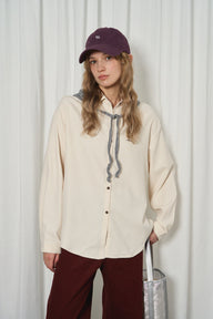 Relaxed-Fit Embroidered Collar Casual Shirt