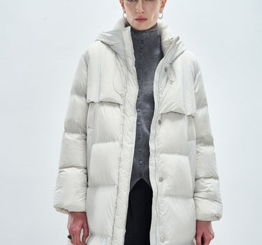 Women’s Long-Length Zipper Hooded Down Coat