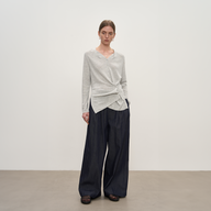 Slimming V-Neck Knit Top with Twist Detail