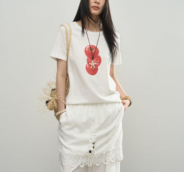 Playful Fruit-Print T-Shirt with Tomato Graphic