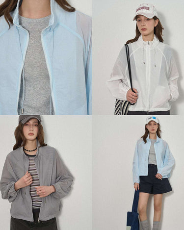 Split Stand Collar Jacket with Lightweight Sun Protection