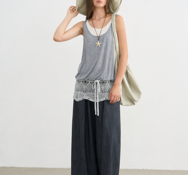 Women's Linen-Style Layered Halter Top