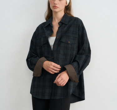 Color Block Checkered Cotton Shirt