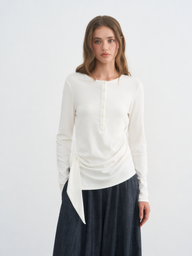 Asymmetrical Henley Long Sleeve Top