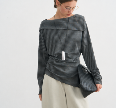 Loose Fit Off Shoulder Striped Blouse