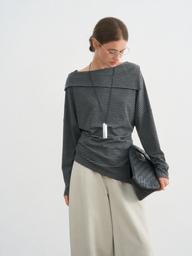 Loose Fit Off Shoulder Striped Blouse
