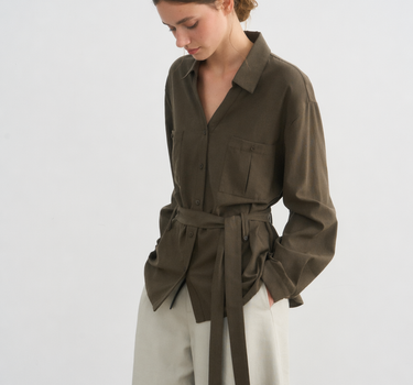 Tie Waist Vintage Cotton Shirt