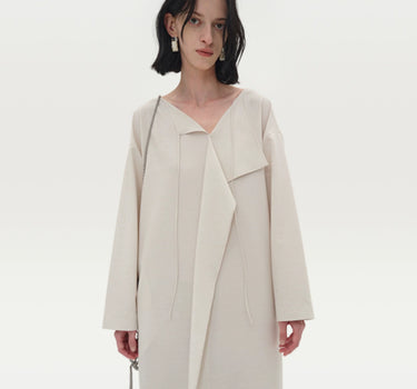 Draped Wool Swing Neck Dress | Elegant Comfort