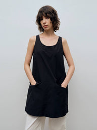 Round Neck Wide Straps Long Vest for Everyday Wear