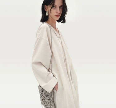 Draped Wool Swing Neck Dress | Elegant Comfort