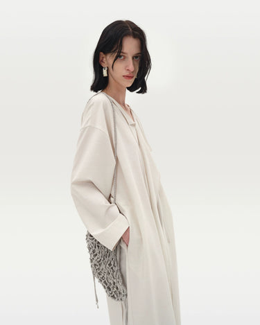 Draped Wool Swing Neck Dress | Elegant Comfort