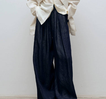 Imitation Denim Wide Waist Pants | Stylish & Comfortable