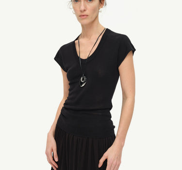 Effortless Spring Elegance: Acetate Wool U-Neck Knit Top