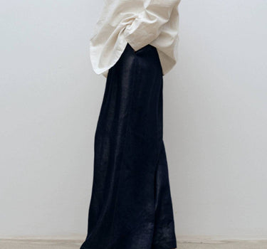 Imitation Denim Wide Waist Pants for Modern Simplicity