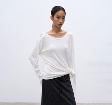 Stylish Tie-Waist Long-Sleeve T-Shirt for Women