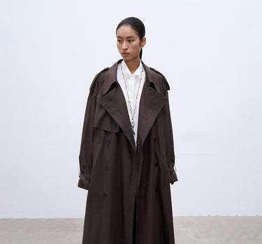 Vintage Long-Length Washed-Effect Trench Coat