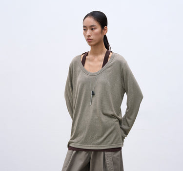 Women’s U-Neck Two-Piece Long-Sleeve T-Shirt
