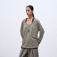 Women’s U-Neck Two-Piece Long-Sleeve T-Shirt