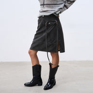 Retro Deconstructed Denim Workwear Skirt
